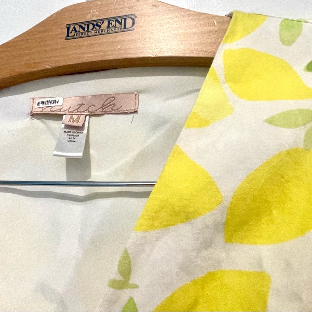 Hutch Anthropologie Yellow Lemon Print Tiered Wrap Midi Dress - Picture 5 of 7
